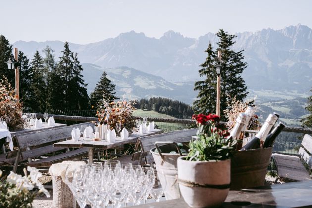 Seidlalm Event mit Terassen Panorama Blick